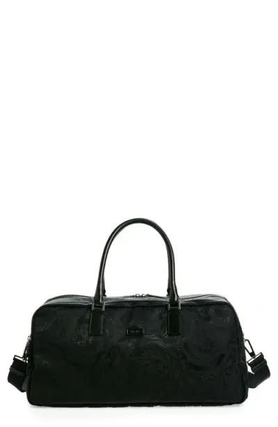 Versace Barocco Print Nylon Gym Bag In Black-ruthenium