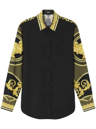 Versace Barocco-print Shirt In Black