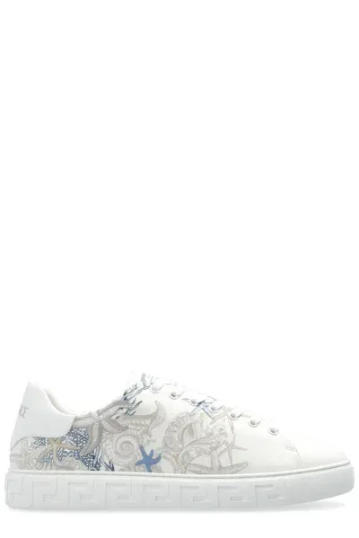 Versace Barocco Sea Cotton Sneakers In White