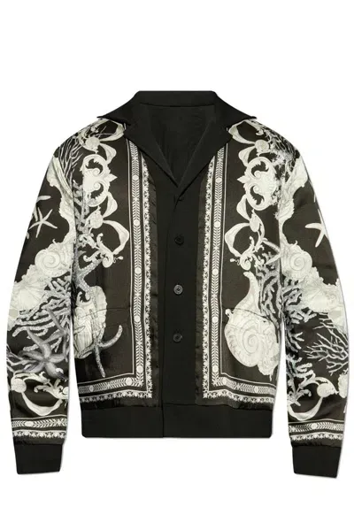 Versace Barocco Sea Printed Reversible Button In Multi