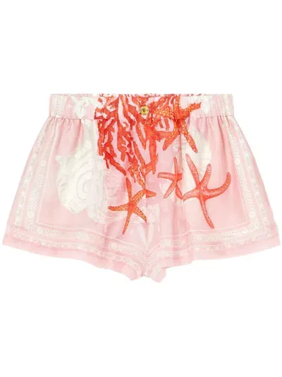 Versace Barocco Sea Mini Shorts In Pink