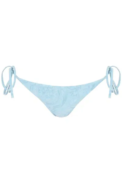 Versace Barocco-print Bikini Bottoms In Blue