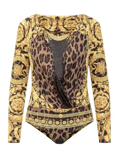 Versace Baroque Bodysuit In Gold