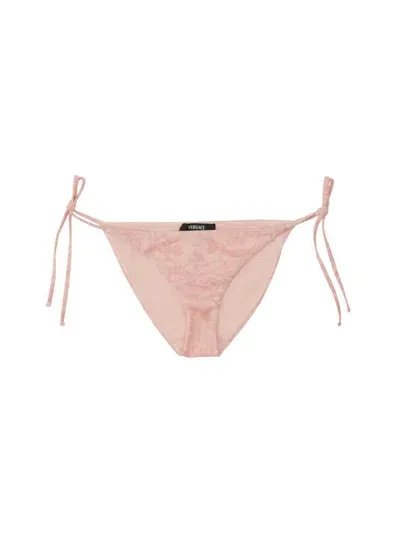 Versace Baroque Print Bikini Bottom In Pink