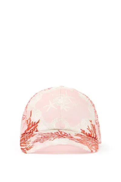 Versace Baroque Sea Baseball Cap In Bianco