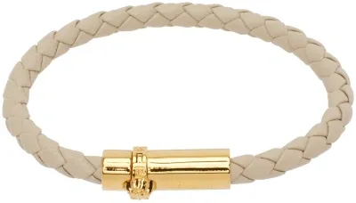 Versace Beige Medusa Braided Leather Bracelet In 4j120-v Gold-black