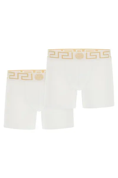 Versace White Greca Border Briefs In H White Greek Gold