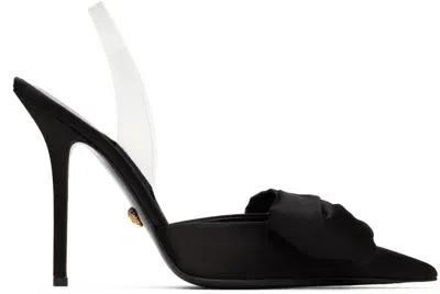 Versace Black Alia Slingback Heels In 1b00v-black-gold