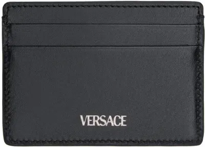 Versace Black Barocco Jacquard Card Holder In 2bm0e-black+black-r