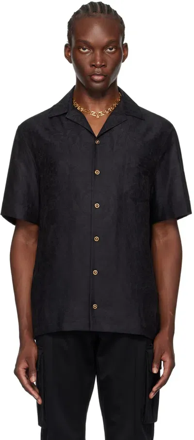 Versace Black Barocco Jacquard Shirt In 1b000-black