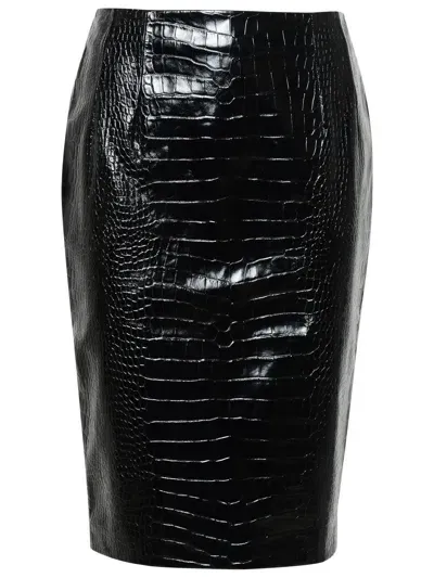 Versace Crocodile Skirt In Black