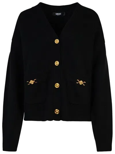 Versace Black Cashmere Blend Cardigan