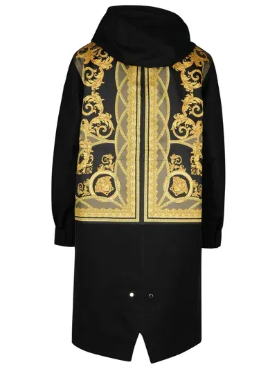 Versace Black Cotton Trench Coat