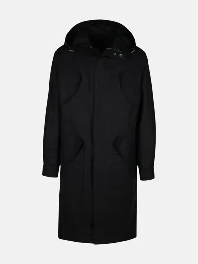 Versace Black Cotton Trench Coat