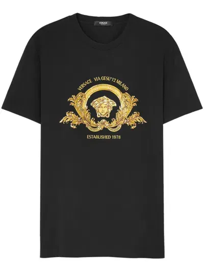 Versace Medusa Cotton T-shirt In Black