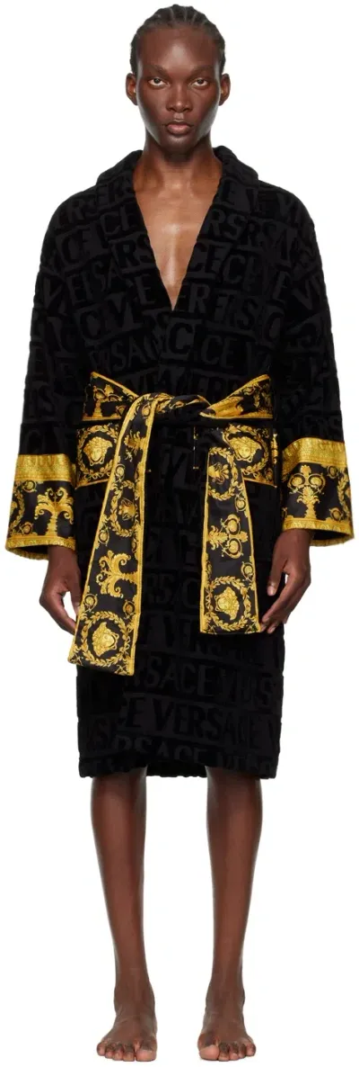 Versace Black 'i Heart Baroque' Robe In Z4800-black