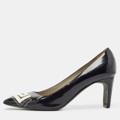 Pre-owned Versace Black Patent Leather Pumps Size 38