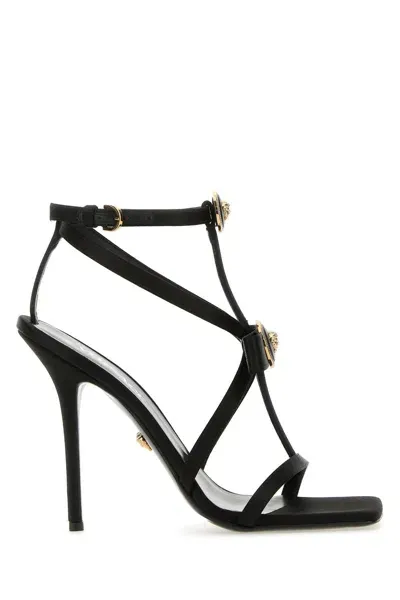 Versace 110mm Satin Sandals In Black