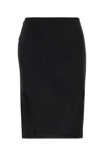 Versace Black Stretch Wool Skirt