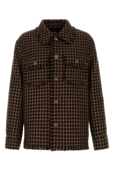 Versace Blouson Bcolour Windowpane Wool Tweed Fabric-48 Nd  Male In Brown