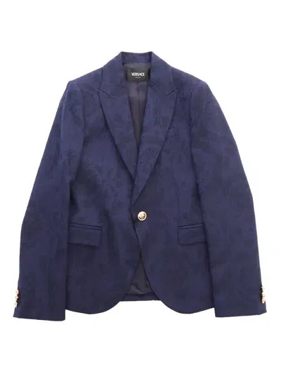 Versace Blue Baroque Print Blazer