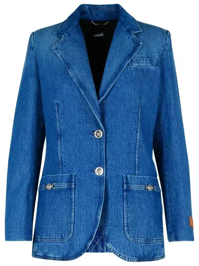 Versace Blue Denim Blazer