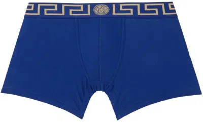 Versace Blue Greca Border Long Boxers In A85k-bluette-gold