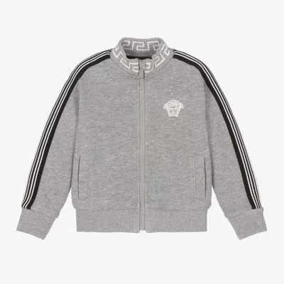 Versace Babies' Boys Grey Cotton Medusa Logo Zip-up Top