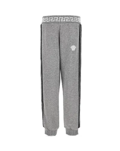 Versace Boys' Medusa Embroidered Side Stripe Sweatpants - Big Kid In Grey+black+white