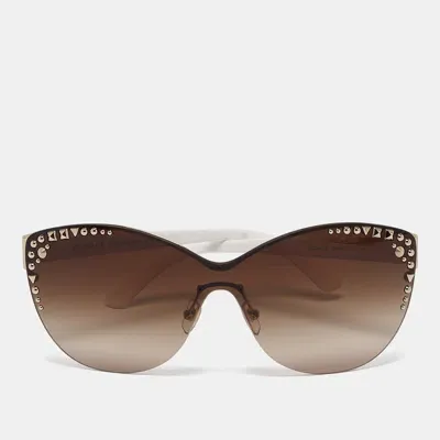 Pre-owned Versace Brown/white Gradient Mod.2152 Studded Cat Eye Sunglasses