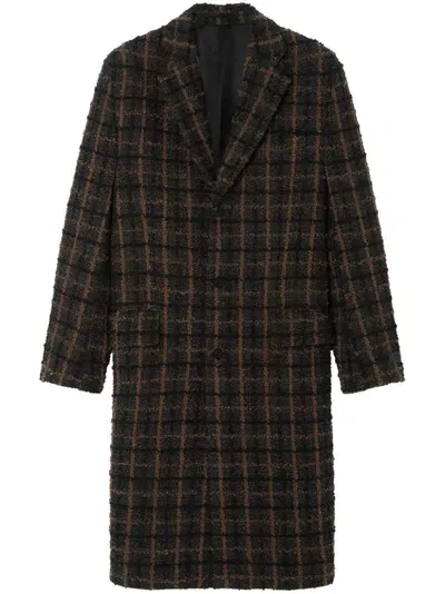 Versace Checked Midi Coat In Braun