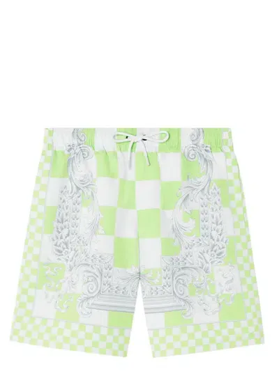 Versace Checked Swimsuit In Green