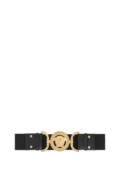 Versace Cintura Elastica Medusa '95 In Black, Gold