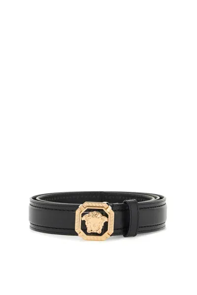 Versace Cintura La Medusa In Pelle In Black