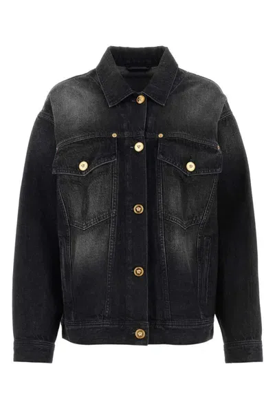 Versace Barocco Denim Jacket In Multicolor