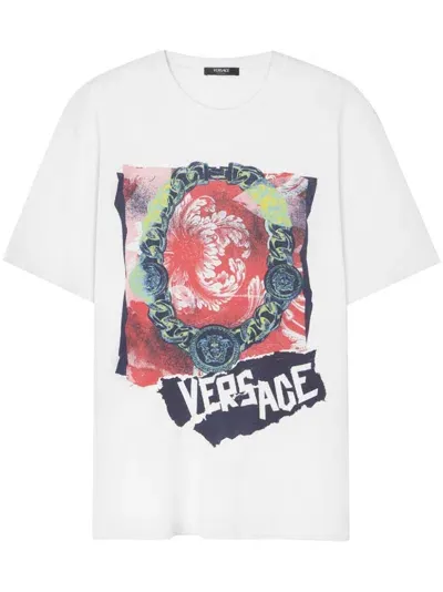 Versace Collana Punk T-shirt In White