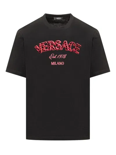 Versace Compact T-shirt In Black