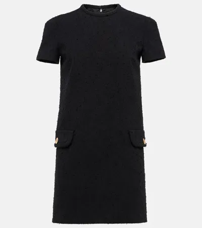 Versace Tweed Shift Minidress In Black