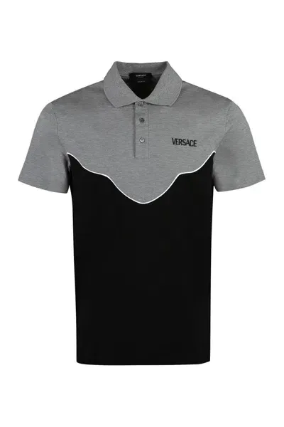 Versace Cotton-piqué Polo Shirt In Multicolor