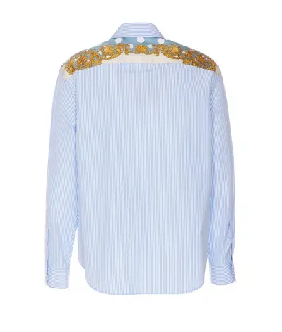 Versace Cotton Poplin Shirt In Blue