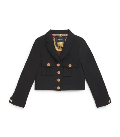 Versace Kids' Cropped Single-breasted Blazer In Black