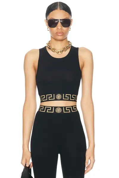 Versace Cropped Tank Top In Black