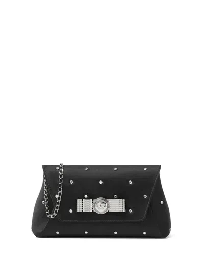 Versace Crystal-embellished Clutch Bag In Black