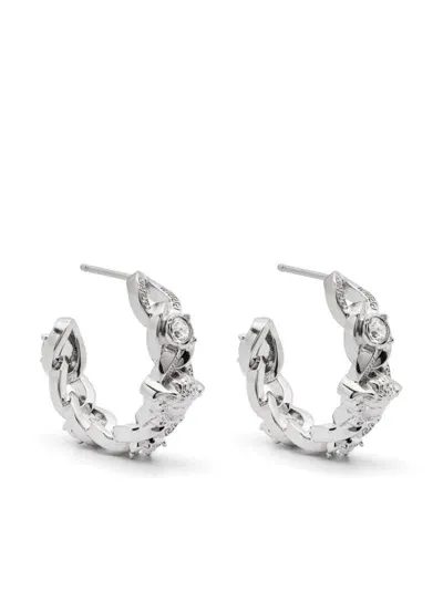 Versace Crystal-embellished Earrings In Silver