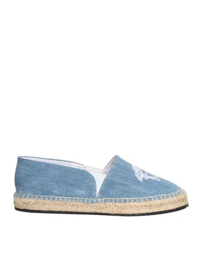 Versace Denim Espadrillas With Logo In Blue