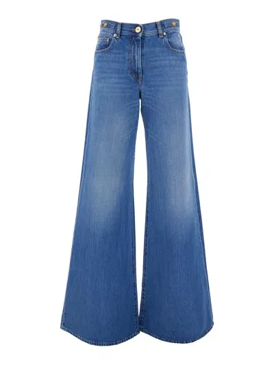 Versace Wide Leg Denim Jeans In 1d030 Medium Blue