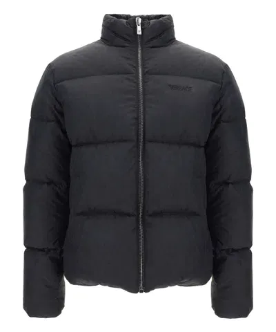 Versace Down Jacket In Black