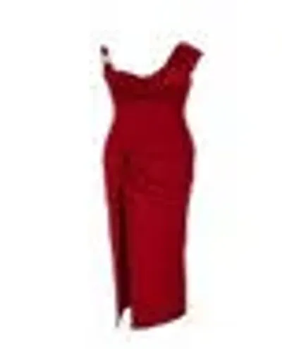 Versace Draped Jersey Gown In Red