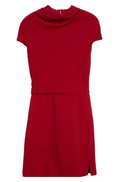 Versace Draped Mock Neck Shift Dress In Lipstick Red