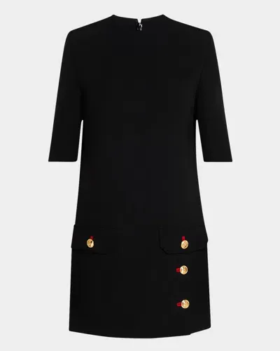 Versace Dress Responsible Fluid Wool Gabardine In Black